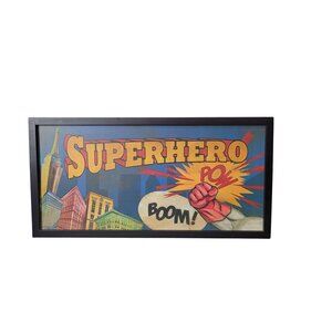Superhero Comic Style Wall Art Print Framed With Bold Colors & Action Words BOOM